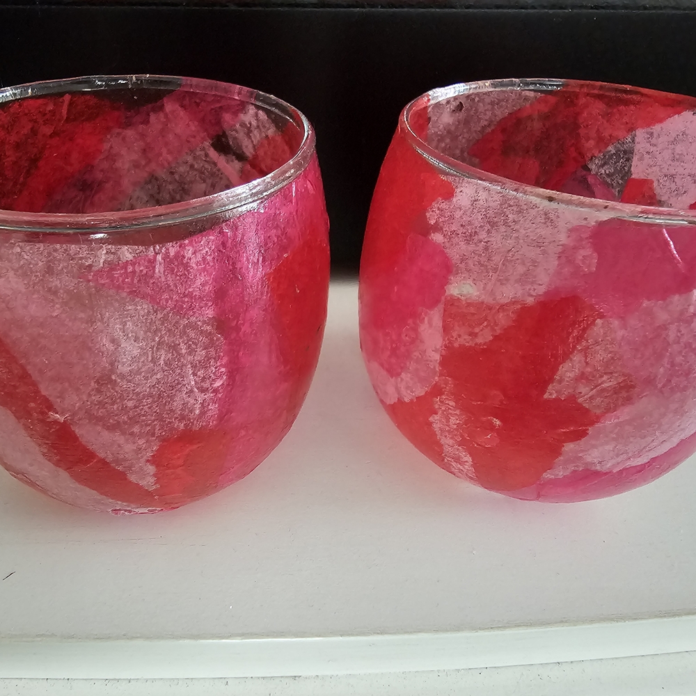 ❤️💋Valentines Elegant Red&Pink Glass Tea light Candle Holders